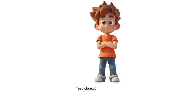 [Transparent Background PNG]3d rendering of a happy smiling boy