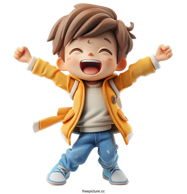 [Transparent Background PNG]Happy Cartoon Boy Character 3D Illustration