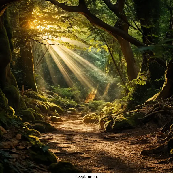 Sunbeams Through the Forest