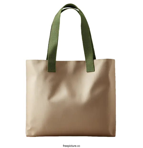 [Transparent Background PNG]Beige Tote Bag with Olive Handles