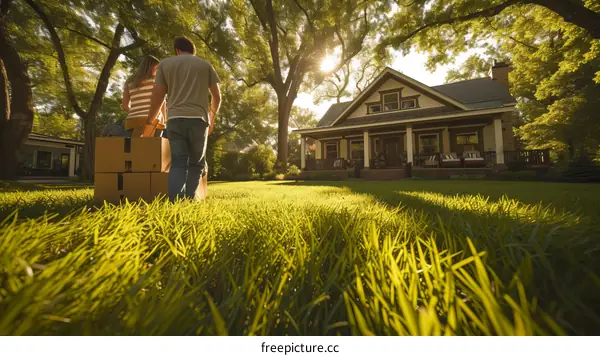 A couple is moving into their new house