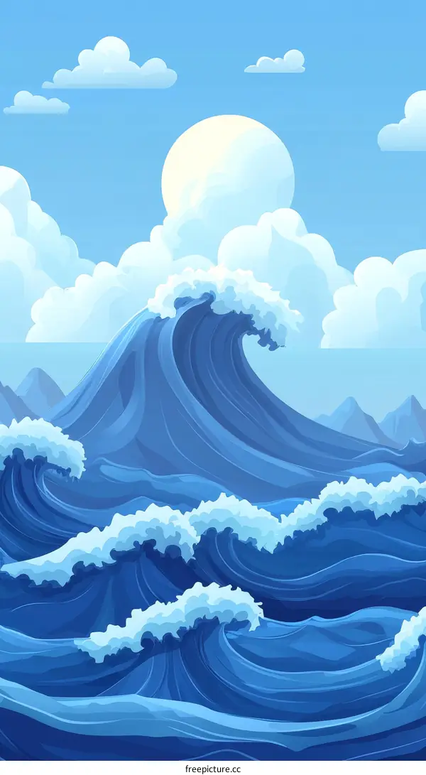 Vast Ocean Waves Under a Clear Sky