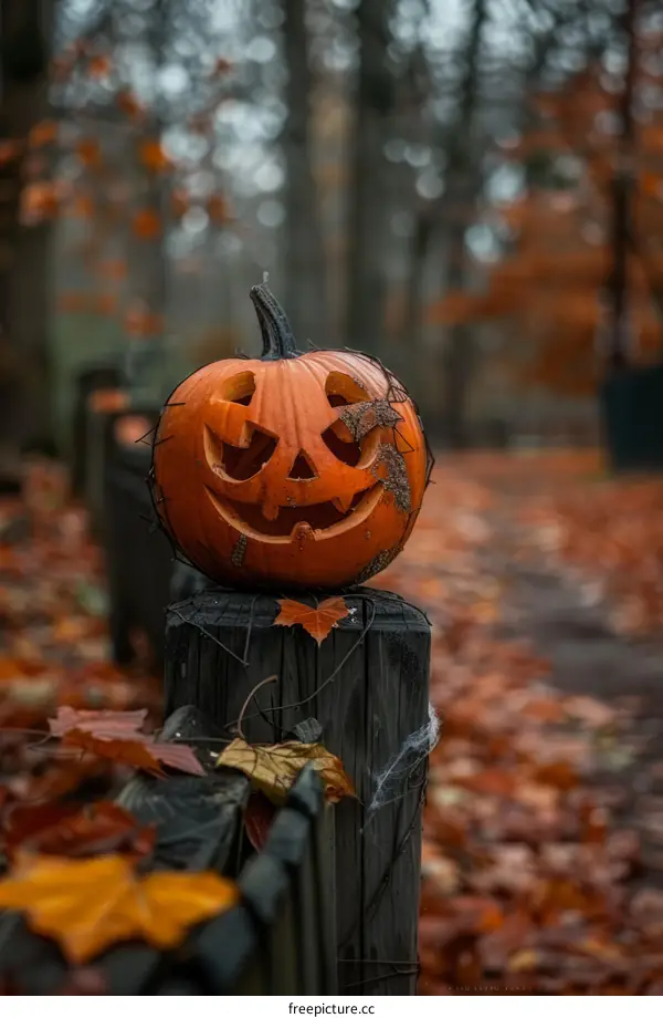Spooky Pumpkin in the Woods