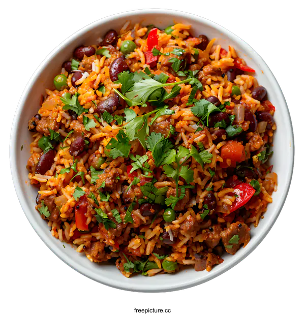 [Transparent Background PNG]Spicy Rice Dish with Beans and Herbs
