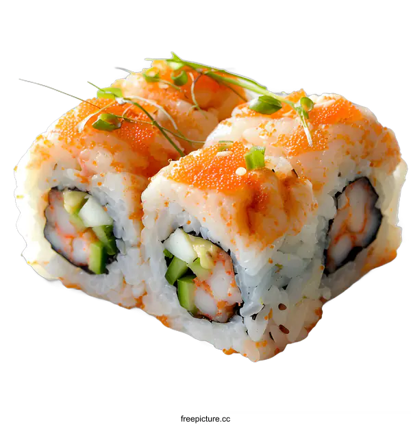 [Transparent Background PNG]Sushi Rolls on White Plate