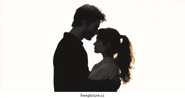 Couple Embrace Silhouette Portrait
