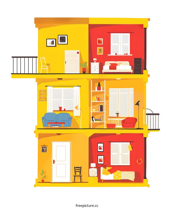 Cross Section View of a Modern Two Story Home