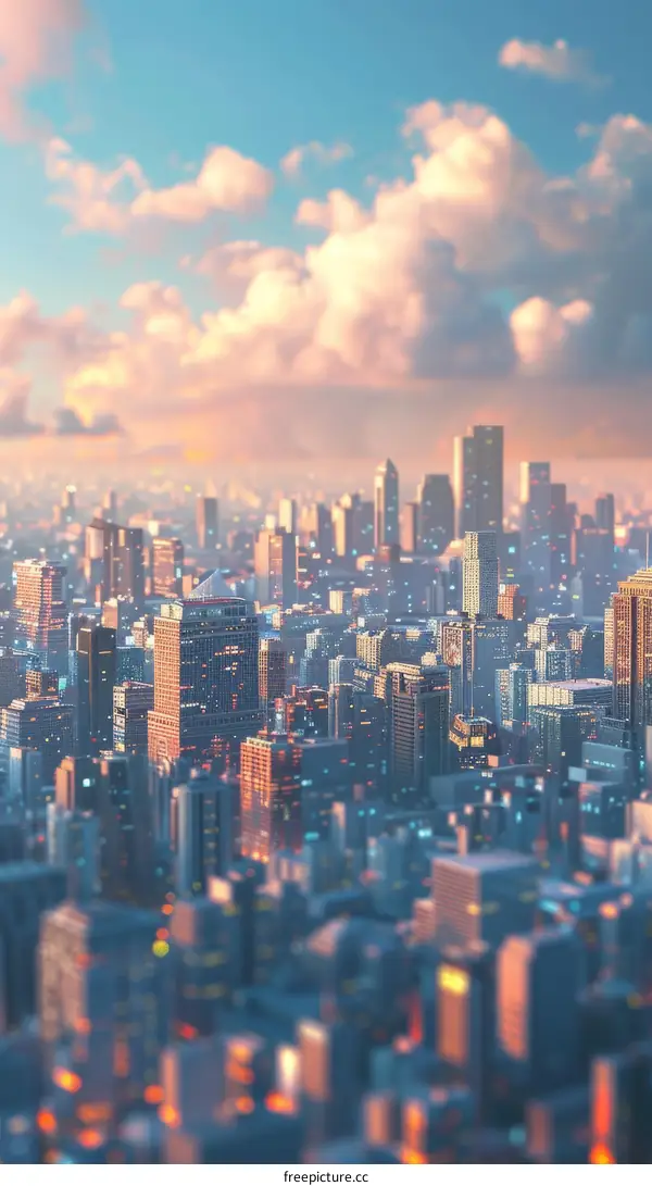 Vibrant Sunset Over a Modern Metropolis