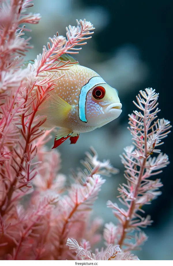 A clownfish swims near a coral reef