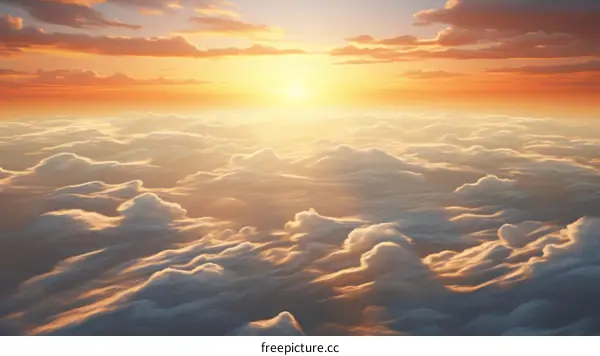 above the cloudscape during sunset