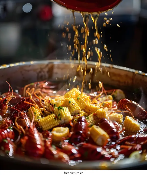 A pot of spicy crayfish