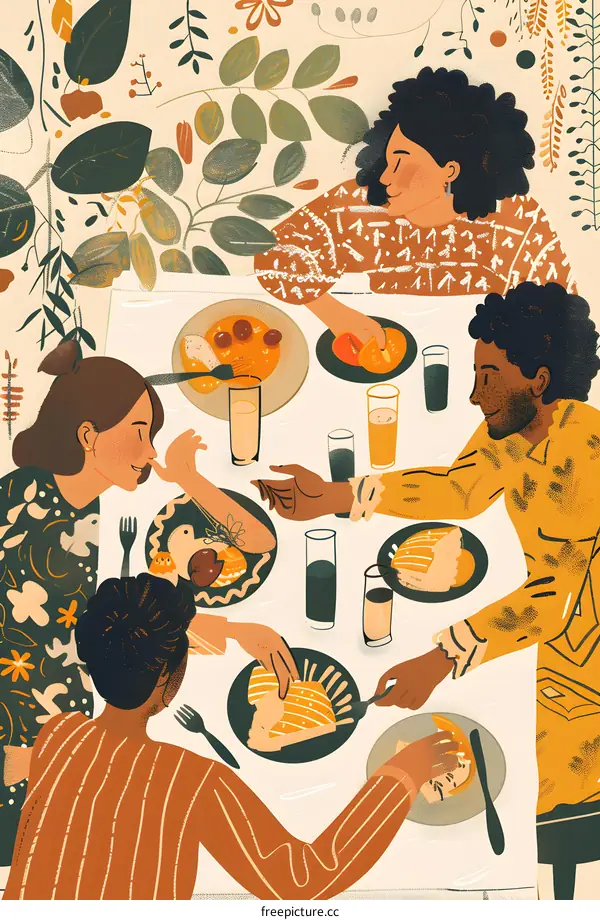 Friends Enjoying A Delicious Meal Together