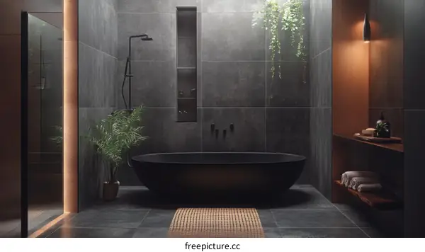 Modern Minimalist Dark Gray Bathroom