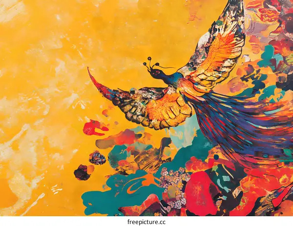 Abstract Colorful Peacock Painting