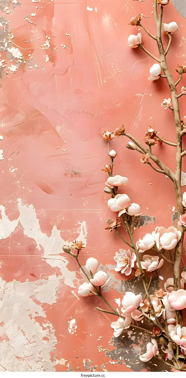 Peach Blossoms On A Peach Background