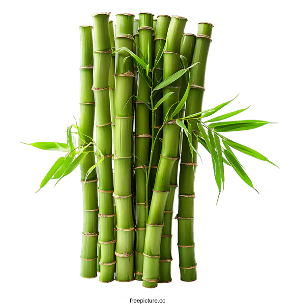 [Transparent Background PNG]Green Bamboo Stalks on White Background