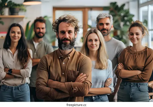 portrait of a group of business people in a casual office environment