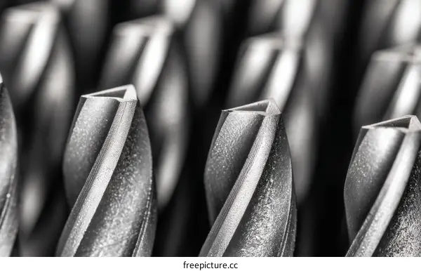 Close Up of Metal Drill Bits