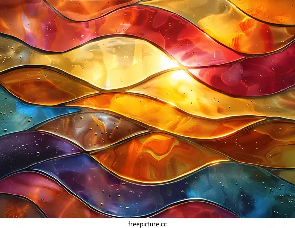 Colorful Abstract Wavy Glass Texture Background