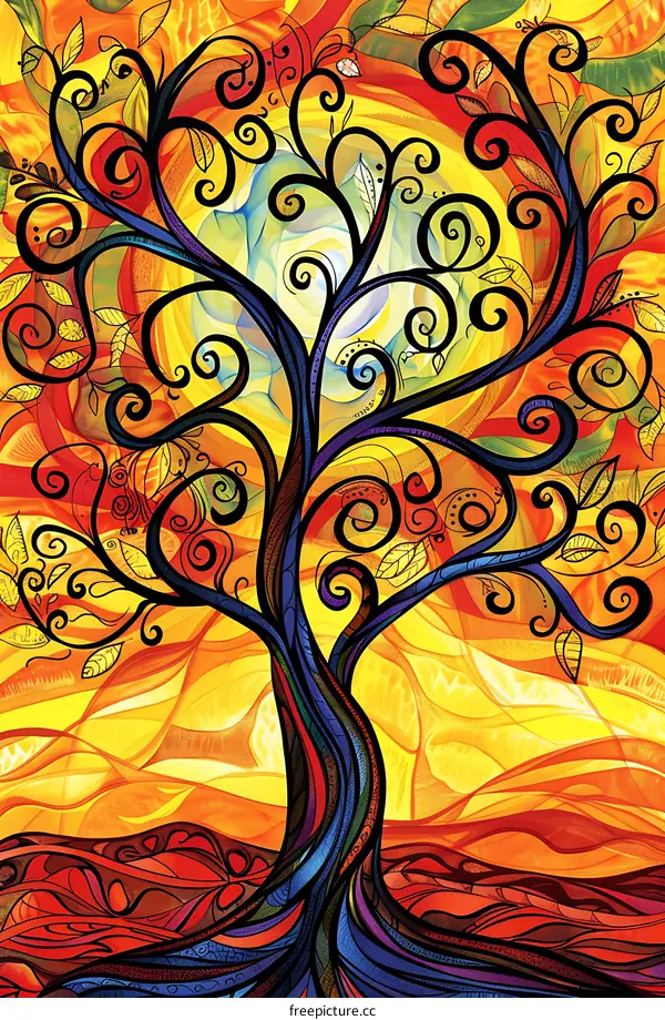 Abstract Colorful Tree Art Painting