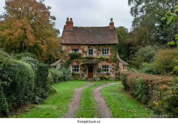 Charming Stone Cottage Nestled in the Autumn Countryside