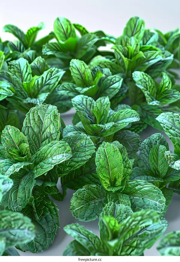 Fresh Green Mint Leaves Close Up