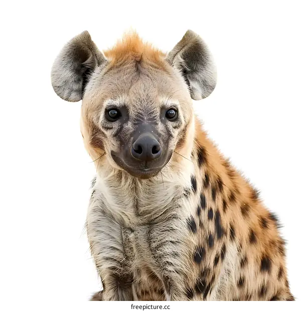 Spotted hyena portrait on white background