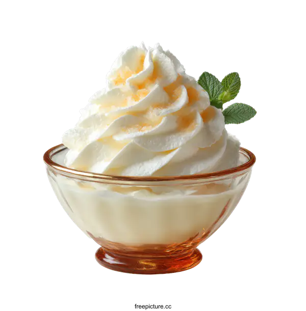 [Transparent Background PNG]Whipped Cream Dessert in Glass Bowl