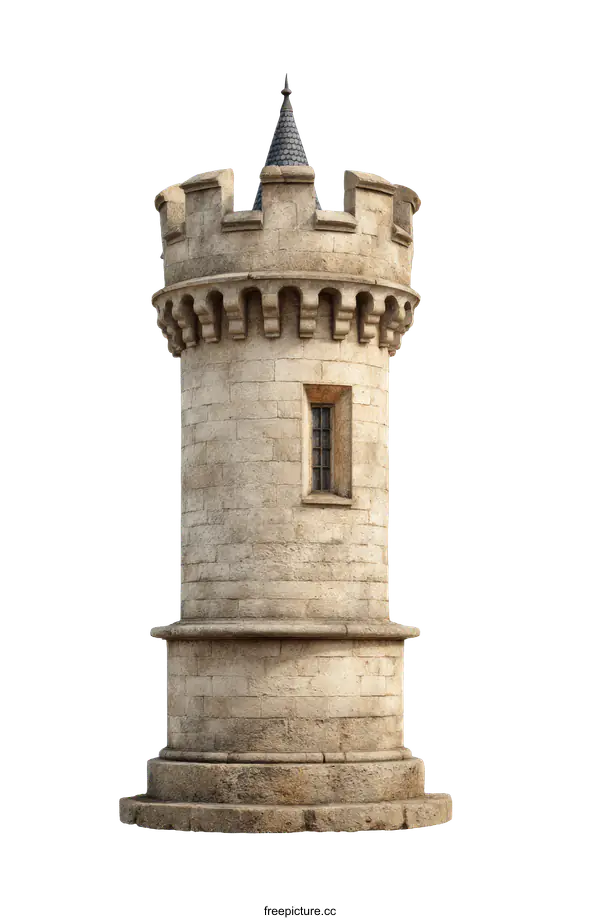[Transparent Background PNG]Ancient Stone Tower Structure with Architectural Details