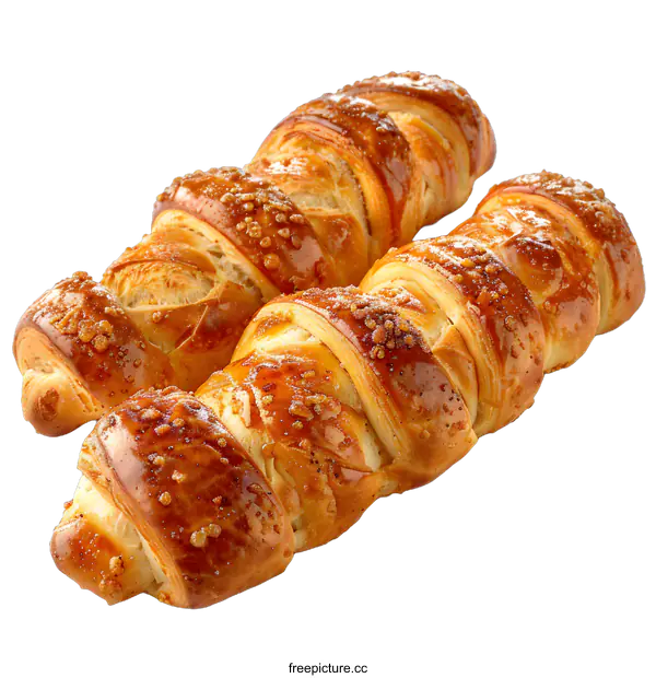 [Transparent Background PNG]Two braided breadsticks sprinkled with sugar