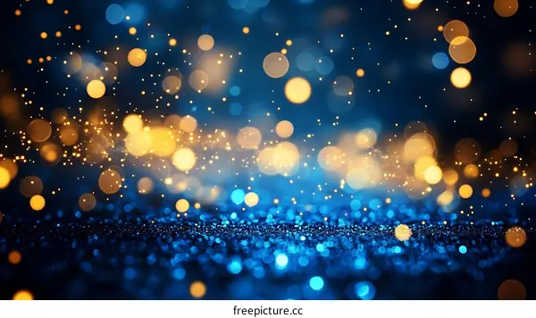 Abstract Bokeh Background with Blue and Gold Lights
