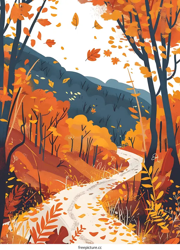 Autumn Foliage Path in the Forest