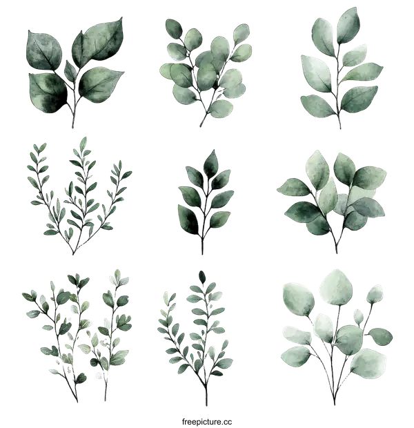 [Transparent Background PNG]Elegant Watercolor Botanical Illustrations