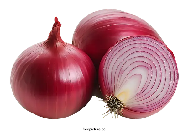 [Transparent Background PNG]Fresh Red Onions Close-up
