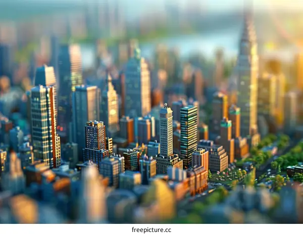 Miniature Cityscape Illustration of a Metropolis