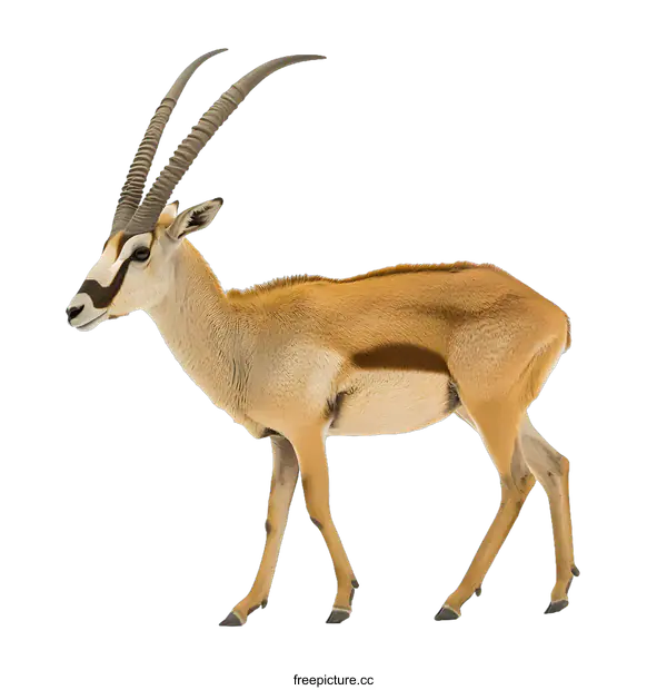 [Transparent Background PNG]Closeup of a Scimitar Oryx Walking on a White Background
