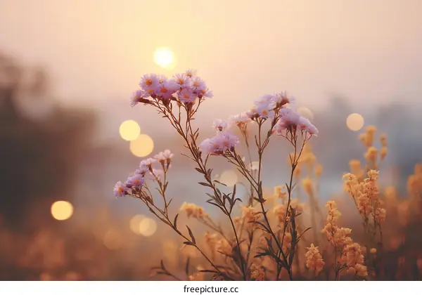Beautiful Wildflowers at Sunrise