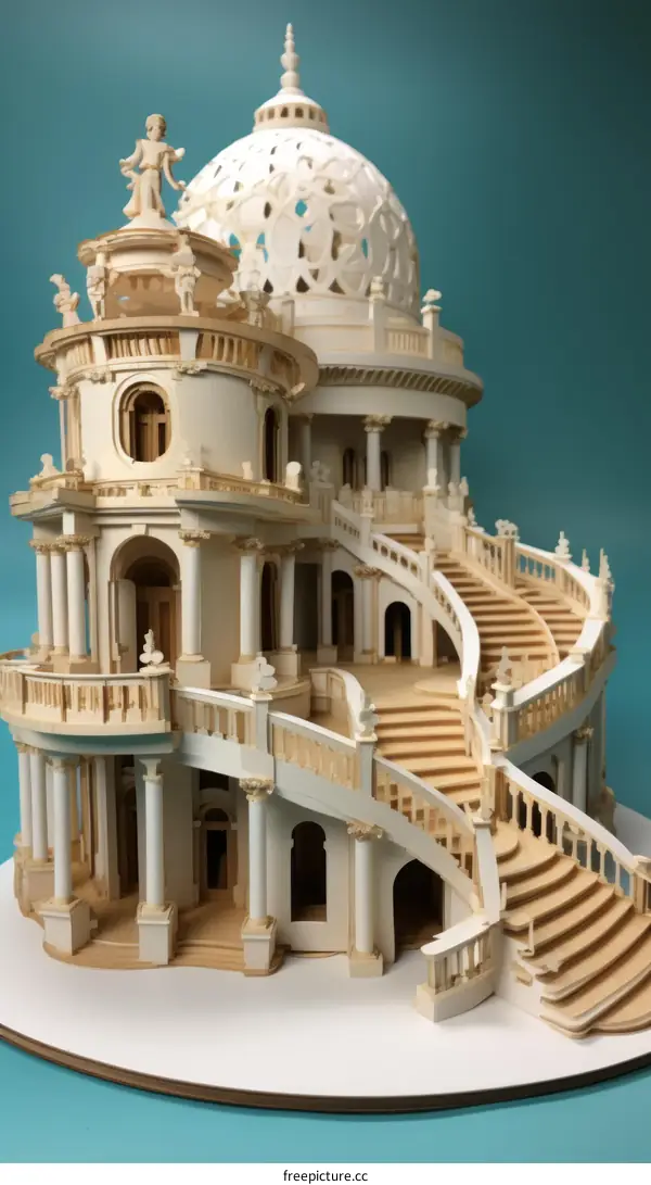 3D printed model of a classical European style palace