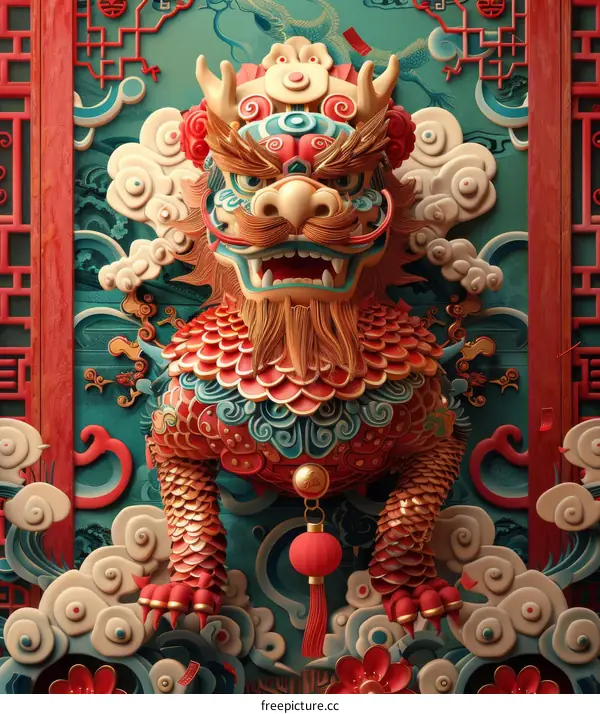 Chinese Traditional Decorative Dragon Sculpture Illustration