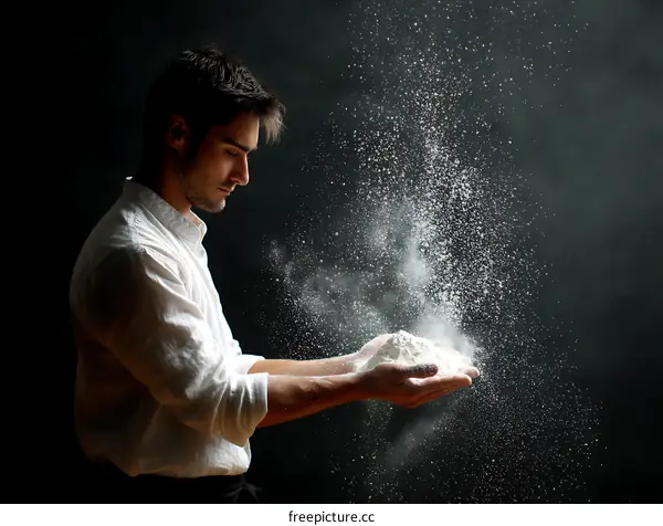 Flour Scattering in the Air by a Man