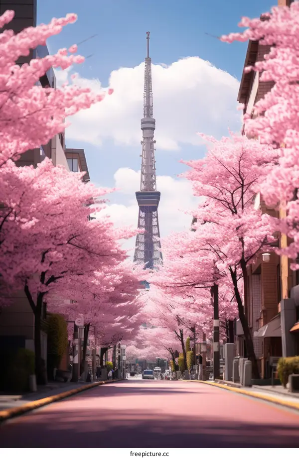 Cherry Blossoms in Full Bloom Along Tokyo's Streets