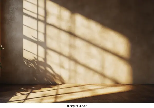 Warm Sunlight Casts Shadows on a Beige Wall