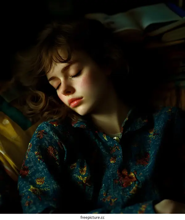 Portrait of a Young Woman Sleeping on a Couch