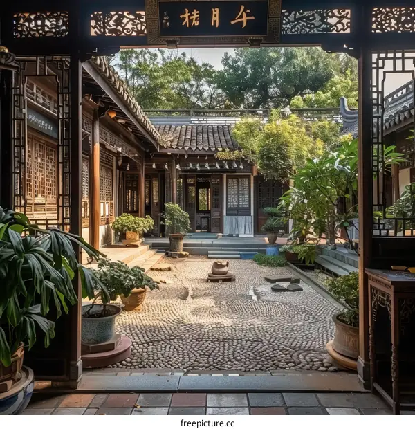 Courtyard of a traditional chinese courtyard house