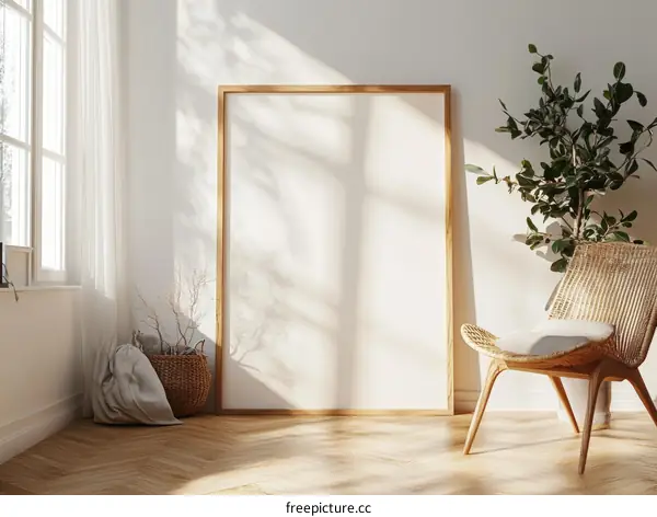 Empty Frame Interior Mockup Minimalist Style