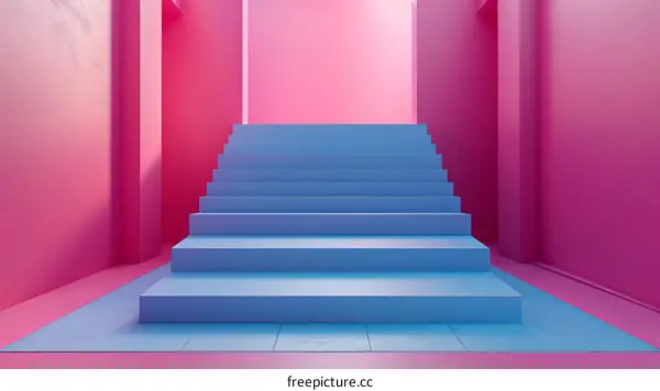 Abstract Pink and Blue Staircase Design