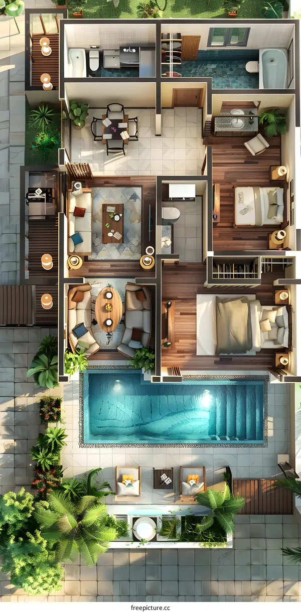 The layout of the two-story house