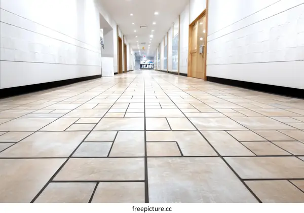 Modern Corridor with Geometric Tiles