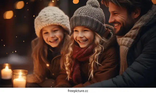 Happy family enjoying winter holidays