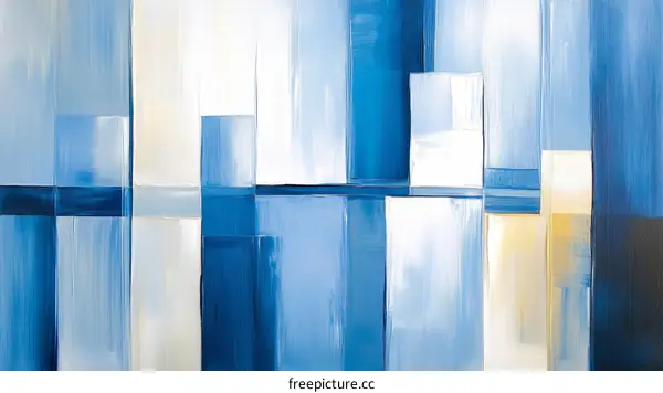 Abstract Art Composed of Blue and White Shapes